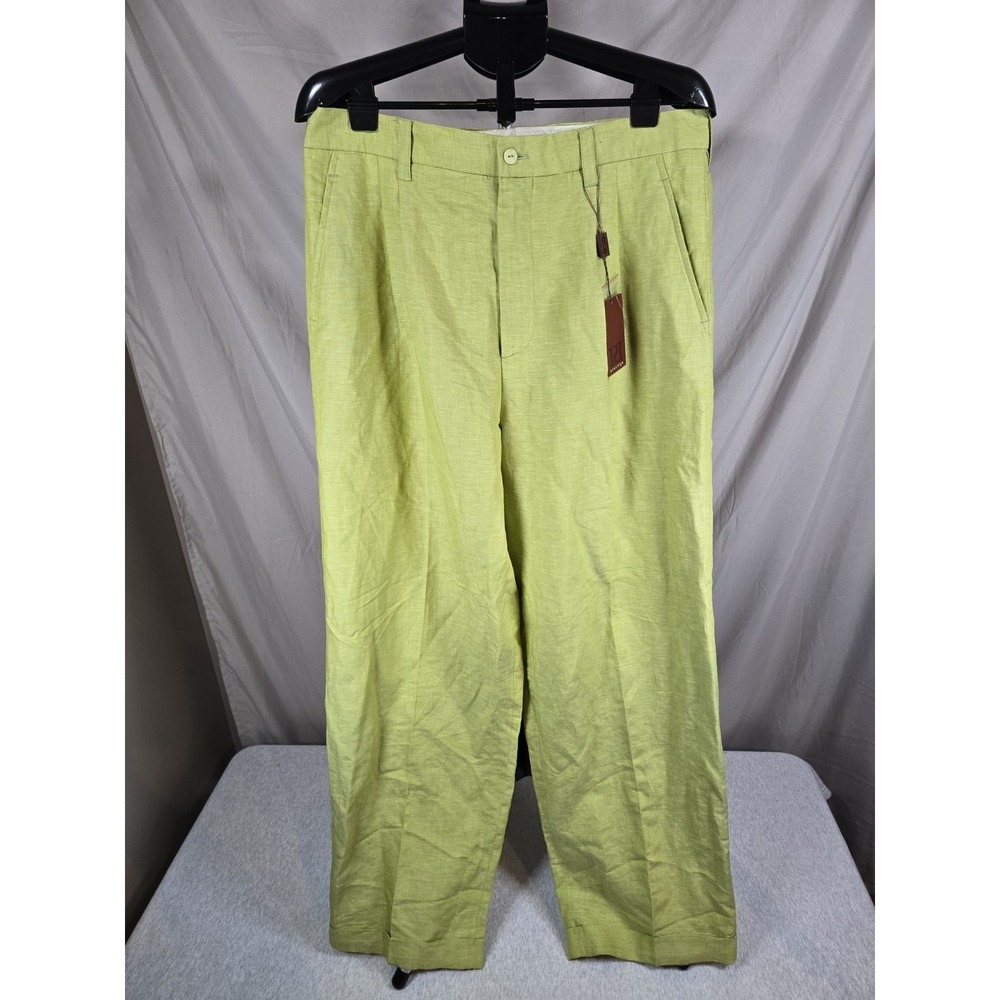 New PD Prestige Lime Colored ‎ Linen Pants In Size 36